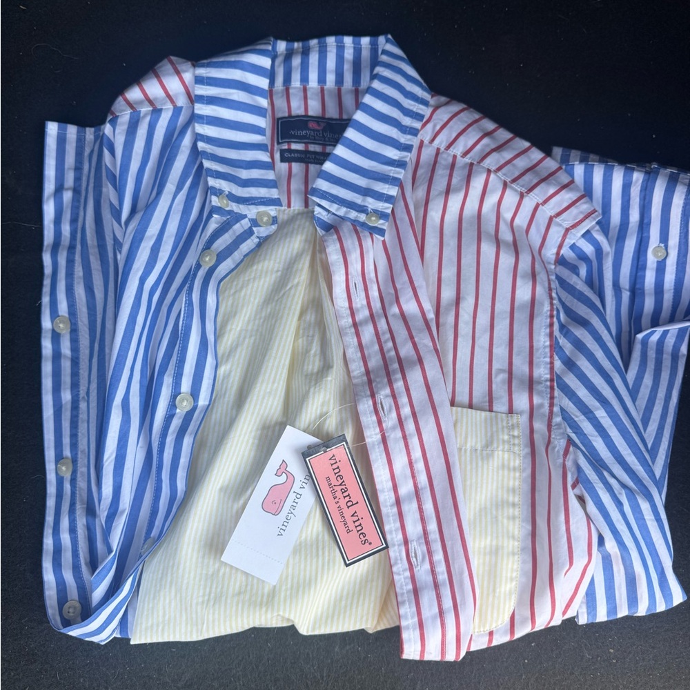 Vineyard Vines Red and Blue Striped Shirt